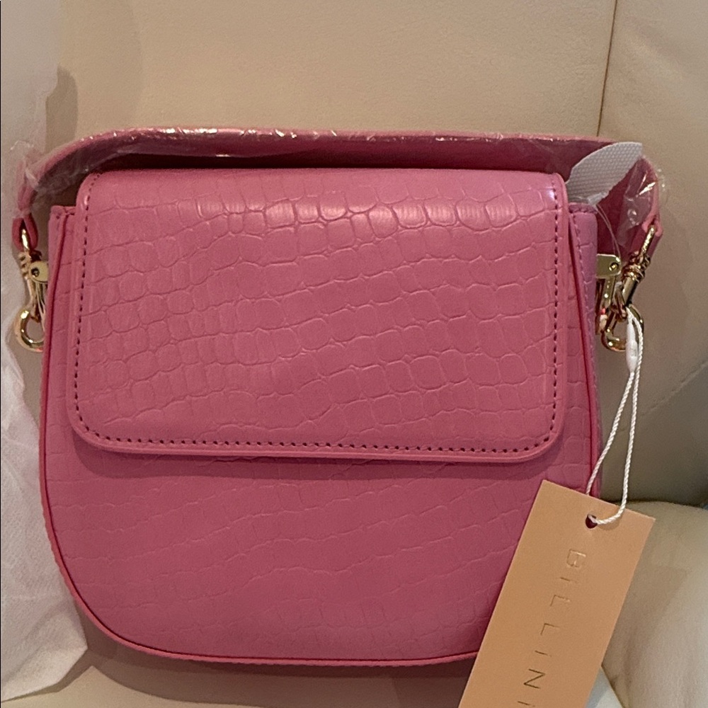 Billini Pink Croc-Texture Crossbody Bag